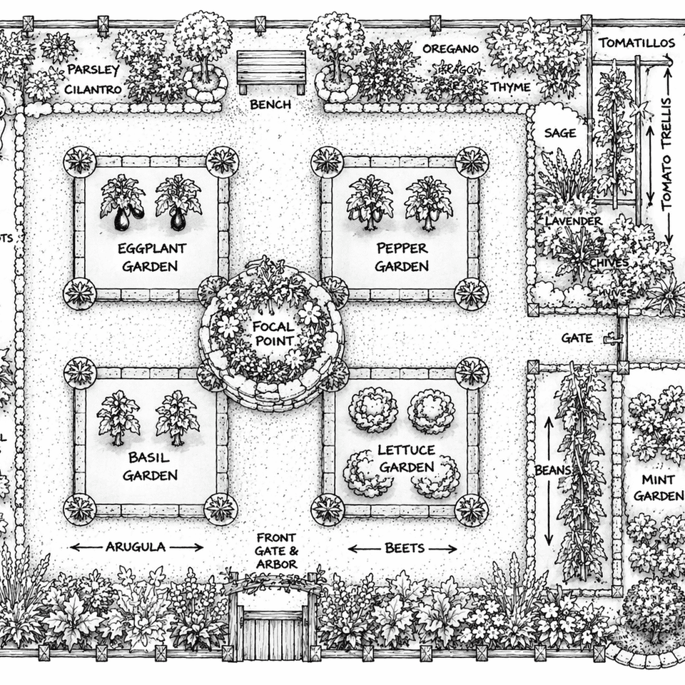 新手菜园布局简单规划示意图