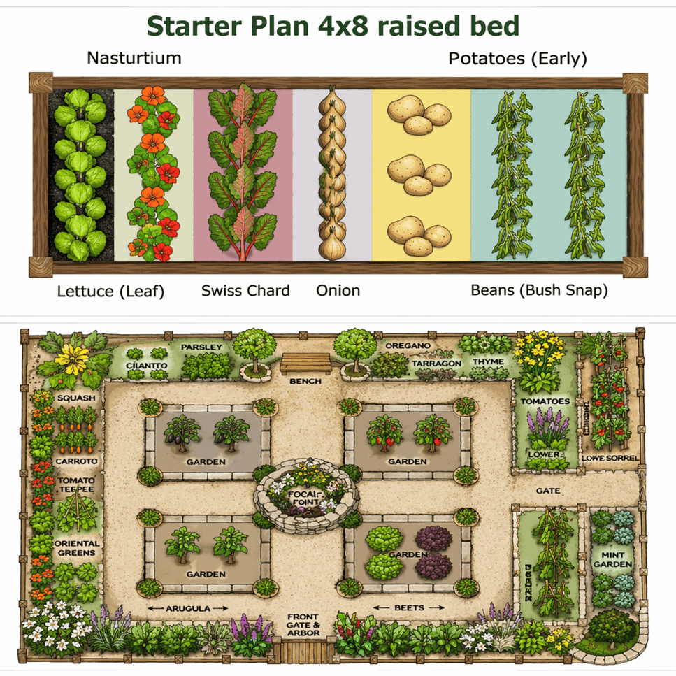 新手菜园布局简单规划示意图