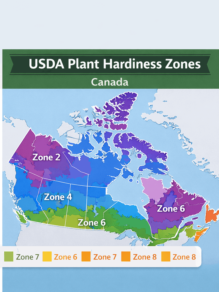 加拿大种植分区地图展示不同寒冷气候区域